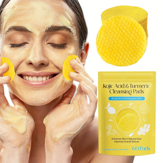 60PCS Turmeric Exfoliating Pads with Kojic Acid - Balance Skin Oil and Water, Remove Dead Skin Cells and Excess Keratin, Gentle and Effective Skin Renewal for Smooth and Radiant Complexion